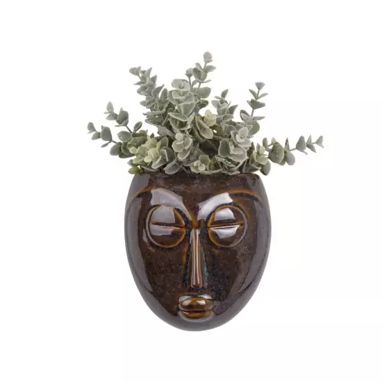 Nástenný kvetináč Mask – tmavohnedá