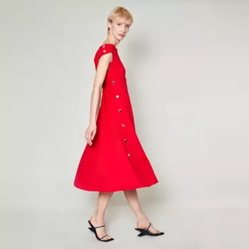 Červené šaty s gombíkmi Pines