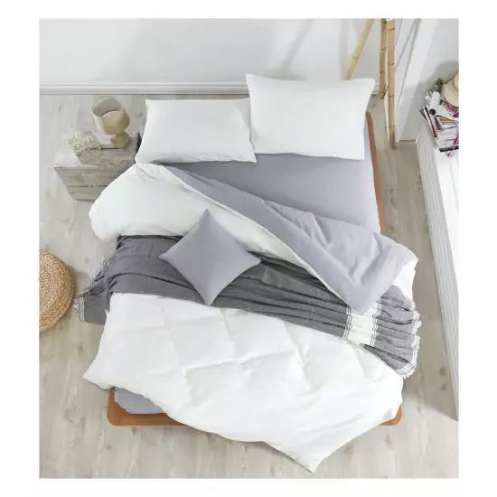 Béžovo-šedý set posteľnej bielizne