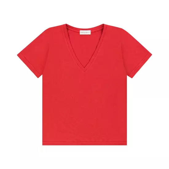 Červené tričko COCO s výstrihom do V