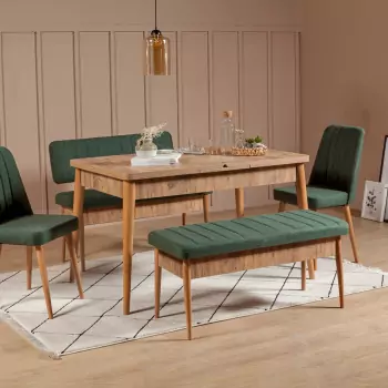 Jedálenský stôl, stolička a lavica – sada 5 ks