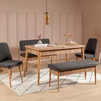 Jedálenský stôl, stolička a lavica Hedera 2 – sada 5 ks