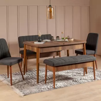 Jedálenský stôl, stolička a lavica Stella – sada 5 ks